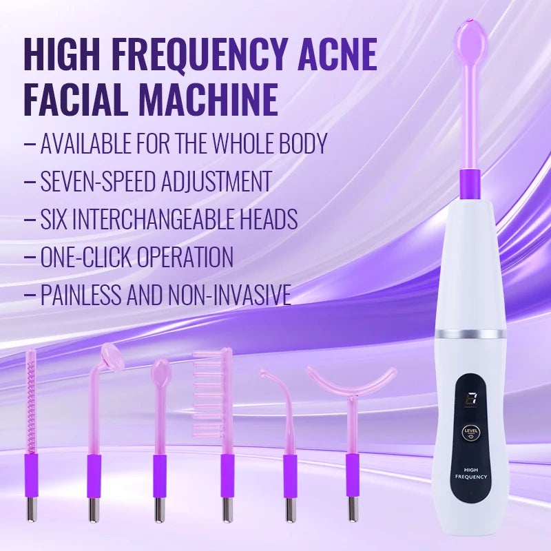 2026 Dual Mode High Frequency Wand - Orange (Argon) for Acne/Purple (Neon) for Firming Professional Home Spa Device New 6-in-1
